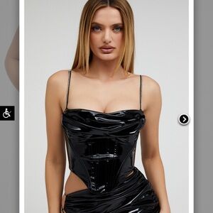 Black Vinyl Corset Top - Calling